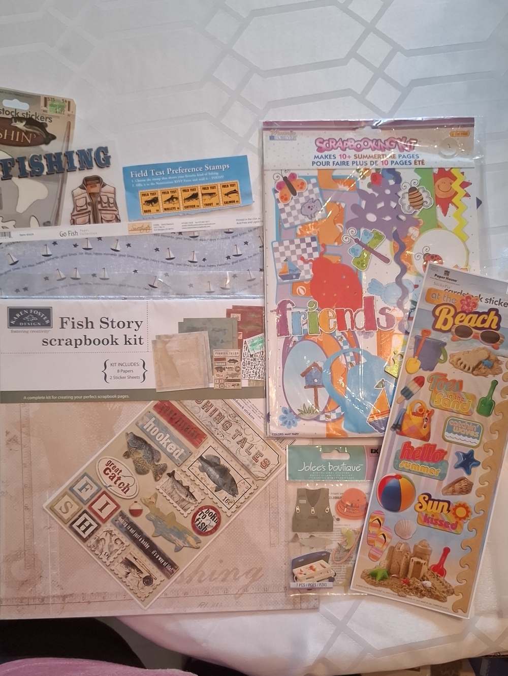 Assorted Scrapbook Kits [ Beach & Fish & Summer ] Stickers & Paper